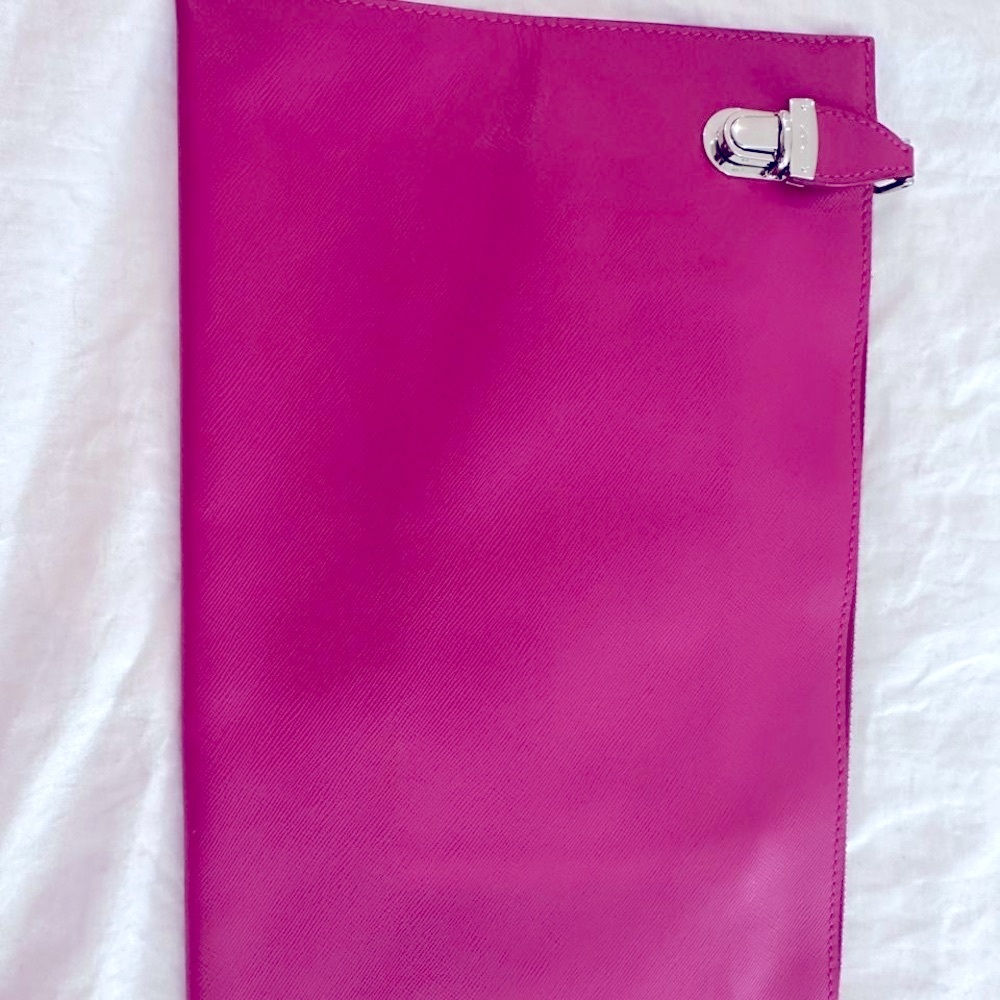 Black Friday …… Prada Pink Leather Wristlet with Metallic Clasp